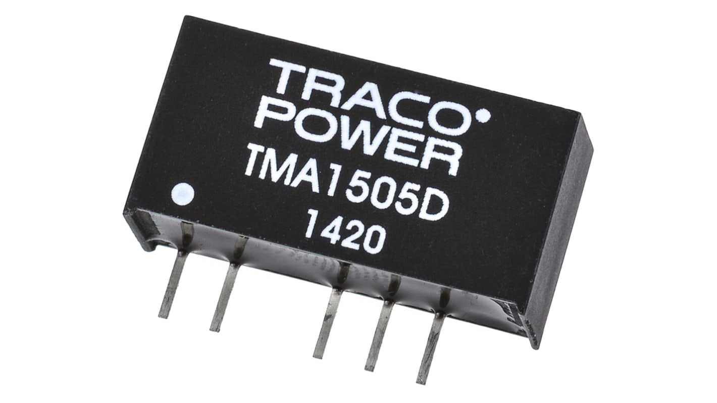 TRACOPOWER TMA DC-DC Converter, ±5V dc/ ±100mA Output, 13.5 → 16.5 V dc Input, 1W, Through Hole, +85°C Max Temp