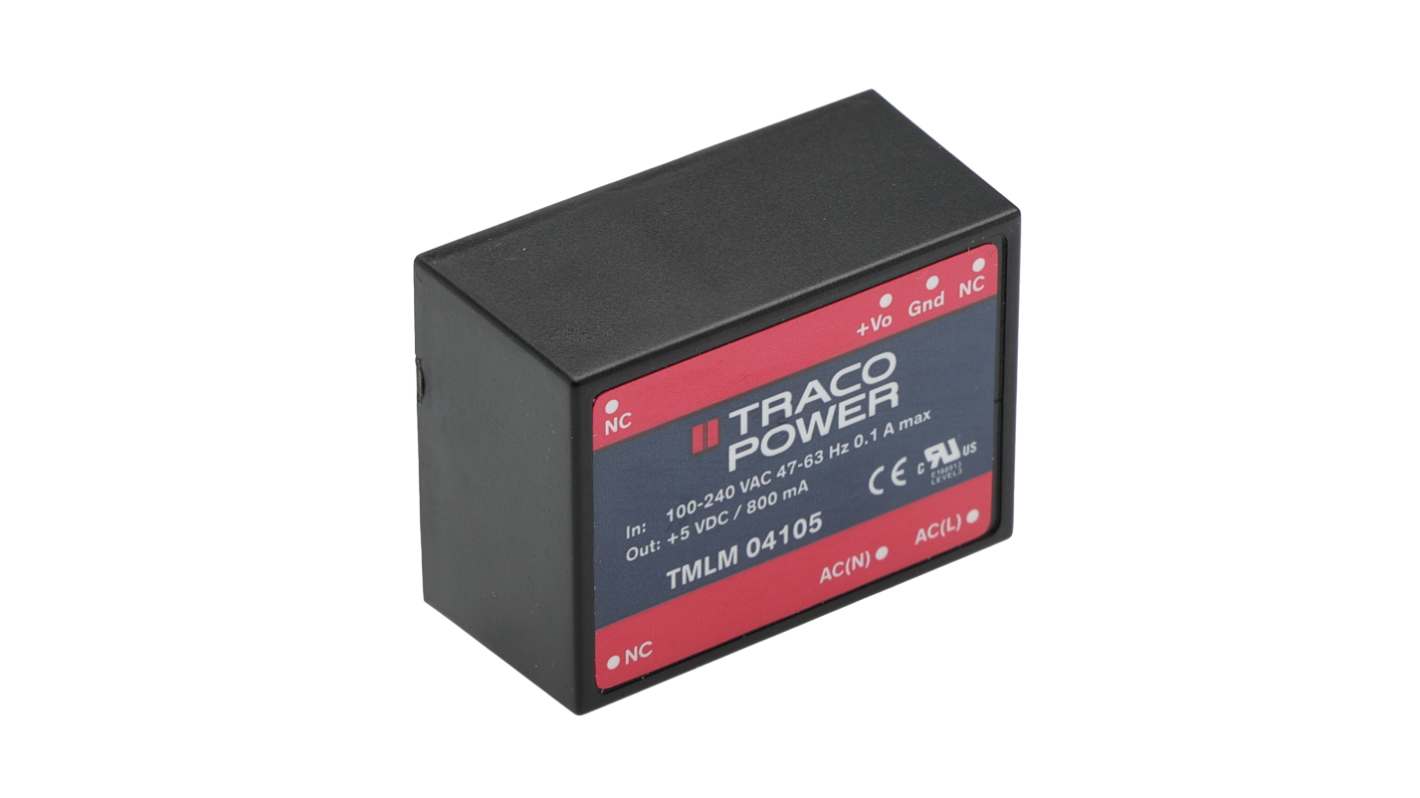 Spínaný napájecí zdroj 4W, počet výstupů: 1, výstup: 5V dc 800mA Montáž na plošný spoj TMLM TRACOPOWER