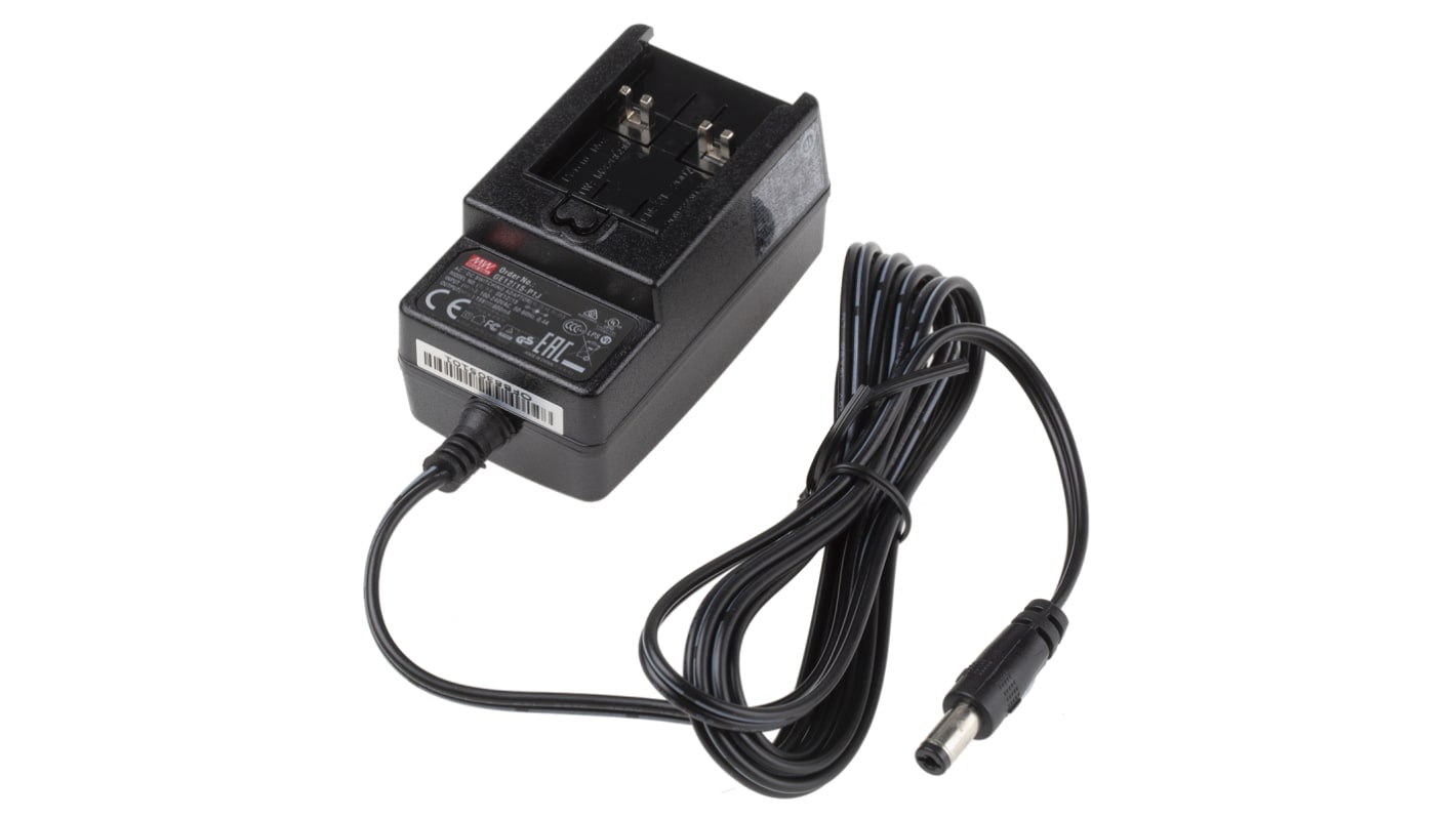 MEAN WELL 12W Plug-In AC/DC Adapter 15V dc Output, 800mA Output