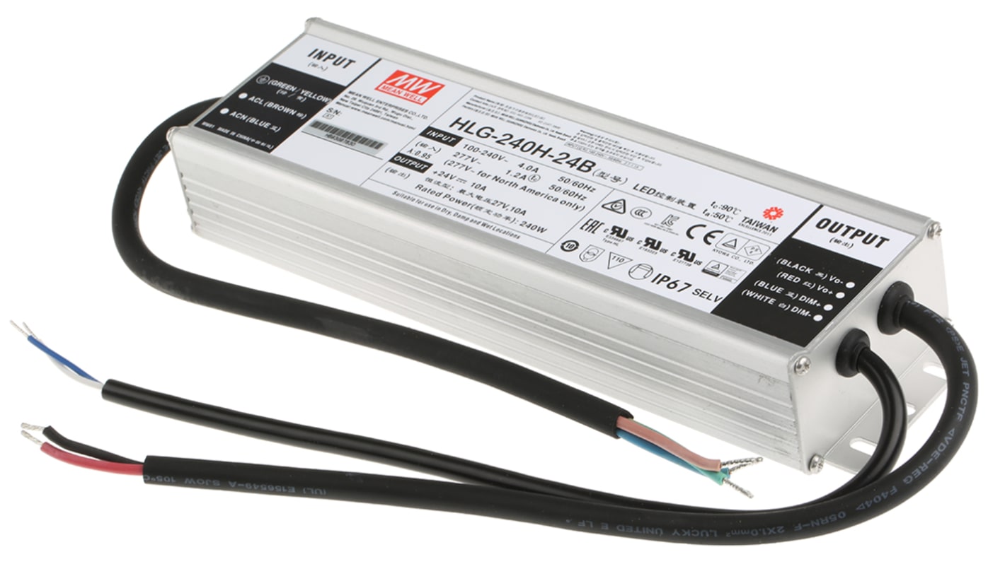 Driver LED Mean Well, 240W, IN 127 → 373 V dc, 90 → 264 V ac, OUT 24V, 10A