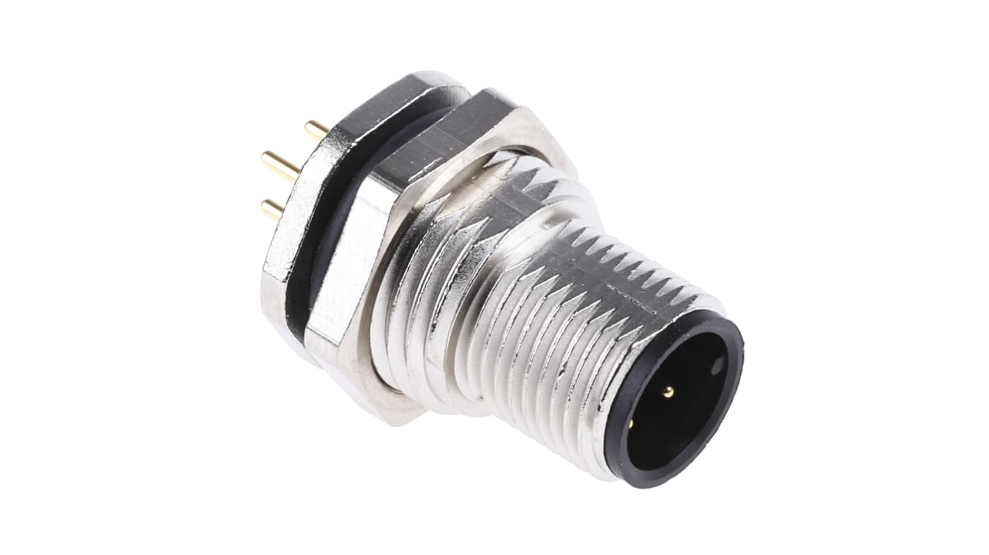 Binder Circular Connector, 4 Contacts, Panel Mount, M12 Connector, Socket, Male, IP67, 713 Series