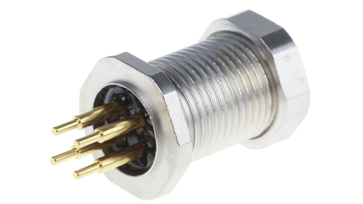 Binder Circular Connector, 4 Contacts, Panel Mount, M12 Connector, Socket, Male, IP67, 713 Series