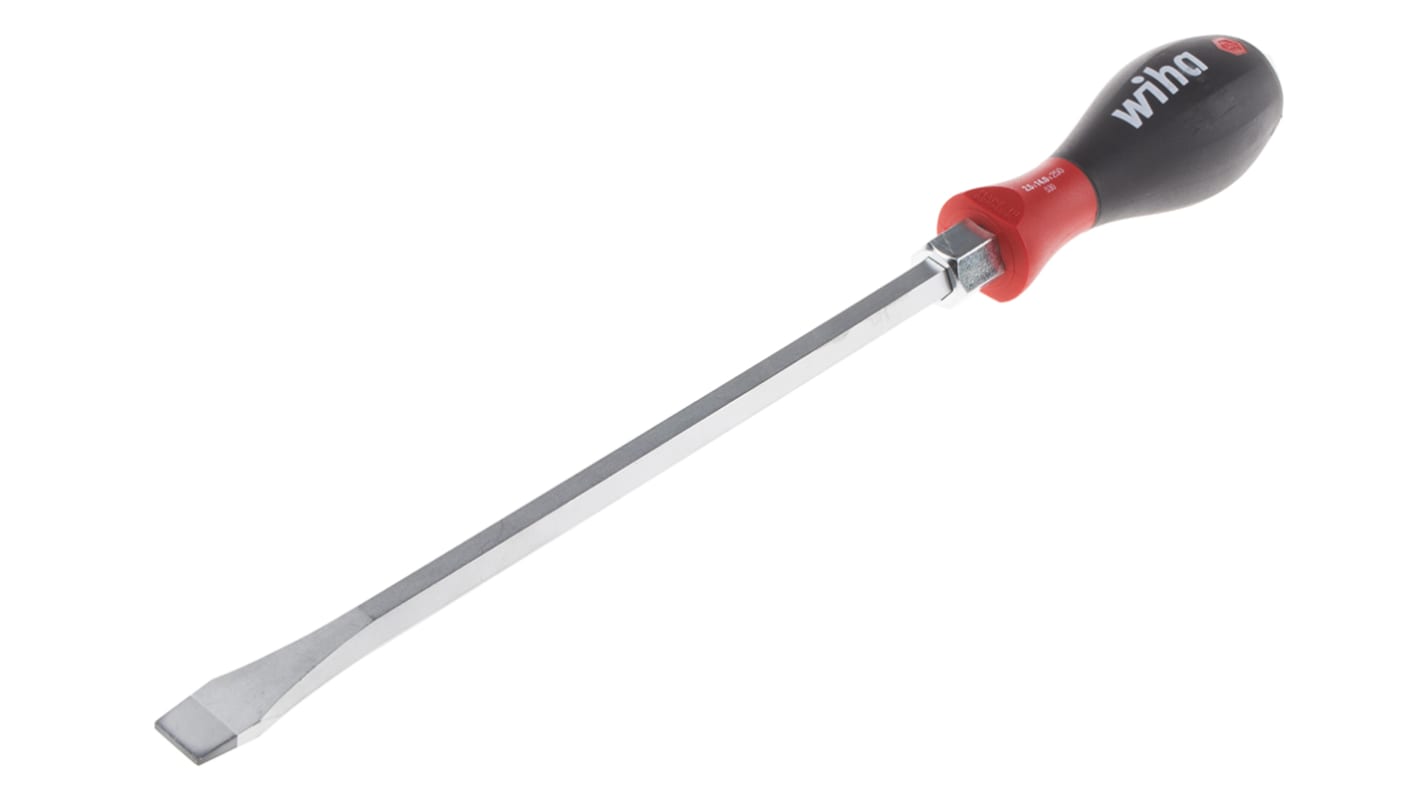 Wiha Slotted Screwdriver, 14 mm Tip, 250 mm Blade, 371 mm Overall