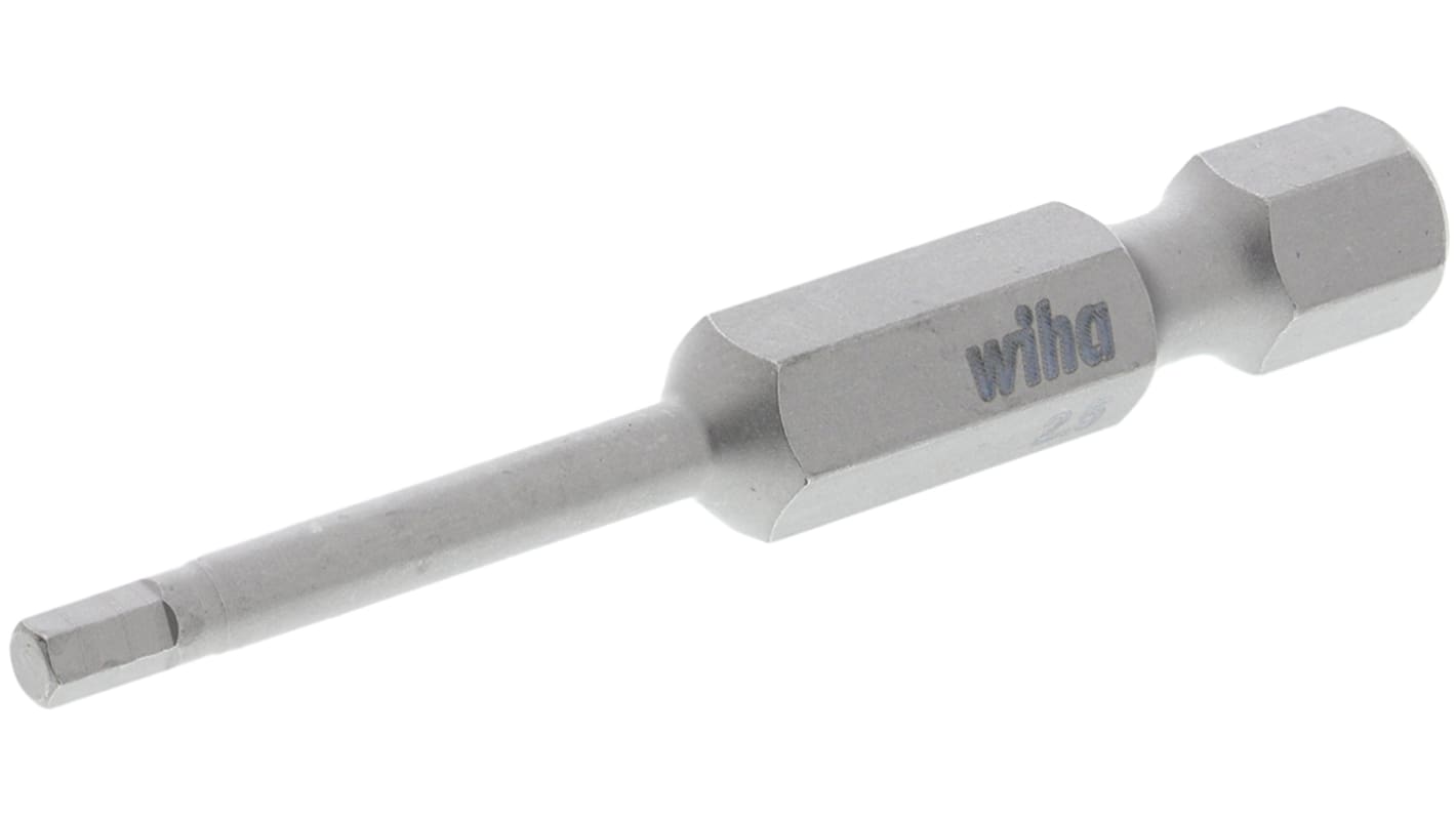 Wiha Hexagon Screwdriver Bit, 2.5 mm Tip, 50 mm Overall