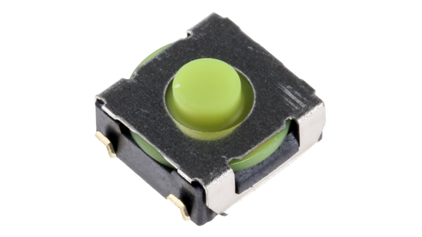 Omron Taster SPST, SMD 50 mA @ 24 V dc Tastend 0.9mm Taster Grün, 6.5 x 6.2 x 3.4mm B. 6.2mm L. 3.4mm