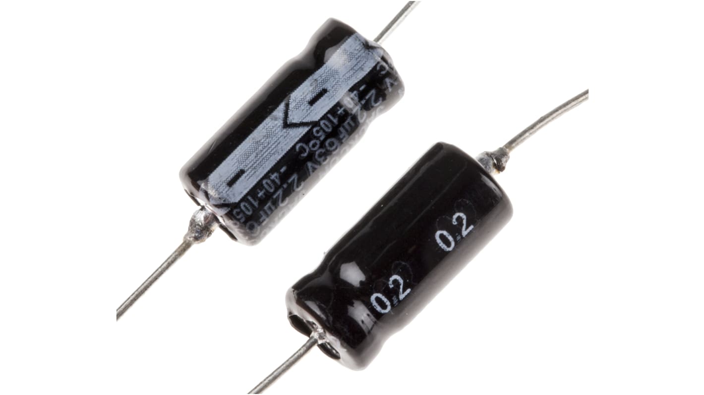 RS PRO 2.2μF Aluminium Electrolytic Capacitor 63V dc, Axial, Through Hole