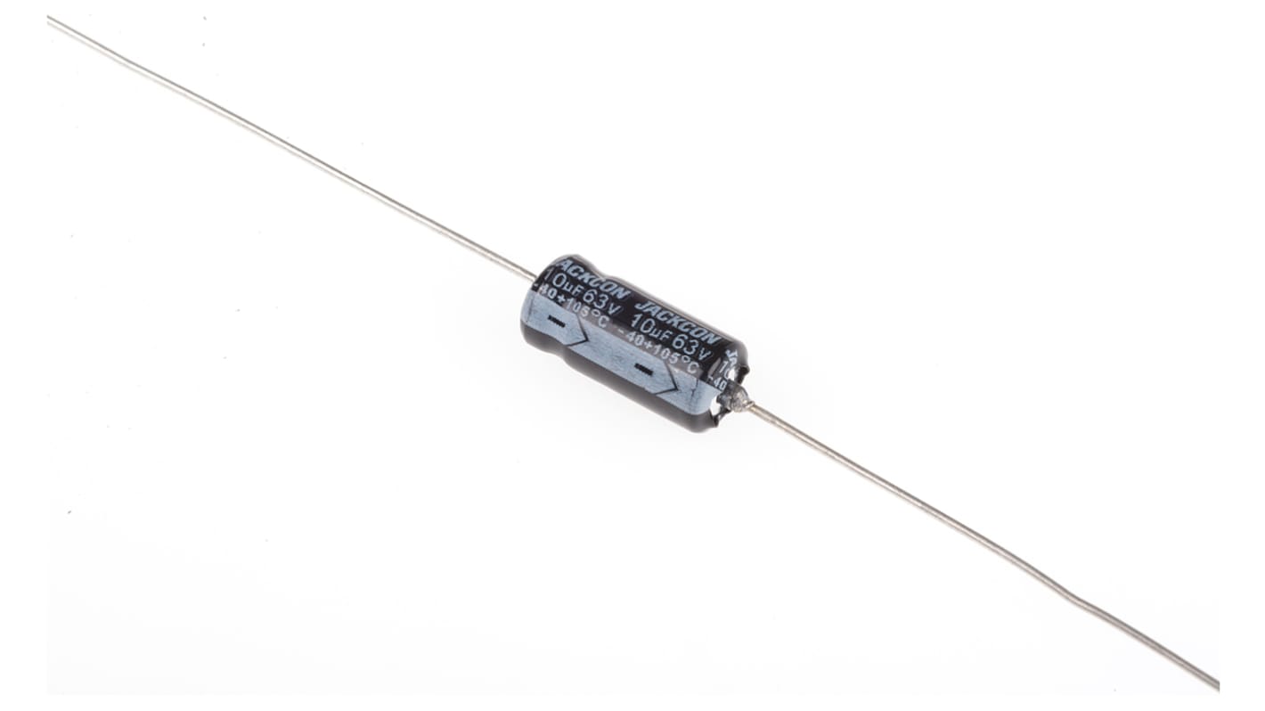 RS PRO, THT Aluminium-Elektrolyt Kondensator 10μF ±20% / 63V dc, Ø 6mm x 13mm x 13mm, bis 105°C