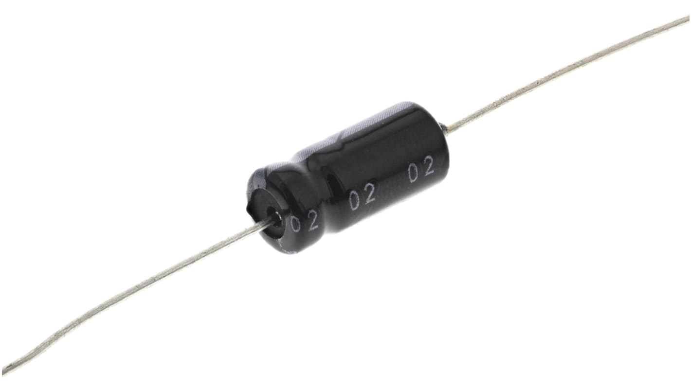 Condensador electrolítico RS PRO, 47μF, ±20%, 25V dc, Axial, Orificio pasante, 6 (Dia.) x 13mm