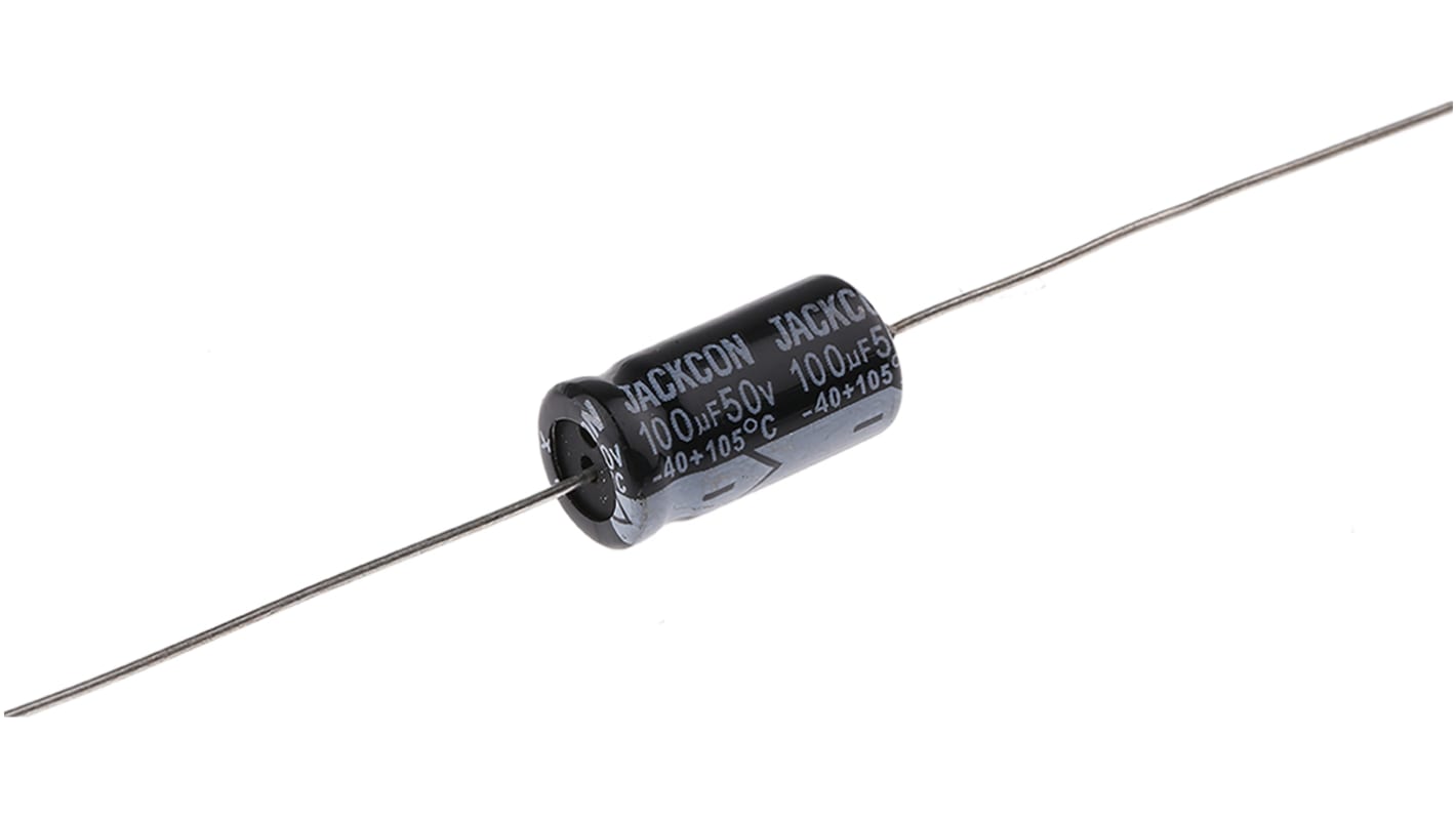 RS PRO 100μF Aluminium Electrolytic Capacitor 50V dc, Axial, Through Hole