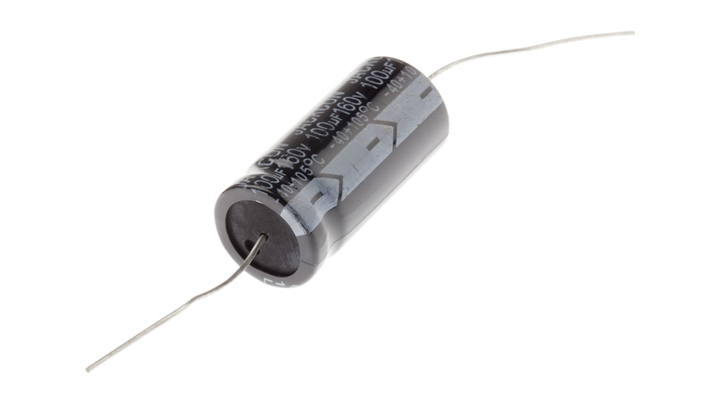 RS PRO 100μF Aluminium Electrolytic Capacitor 160V dc, Axial, Through Hole