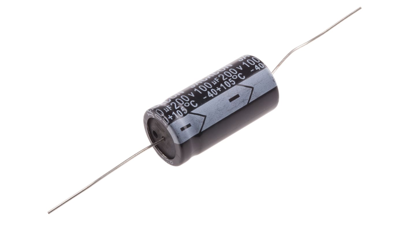 RS PRO 100μF Electrolytic Aluminium Electrolytic Capacitor 200V dc, Through Hole