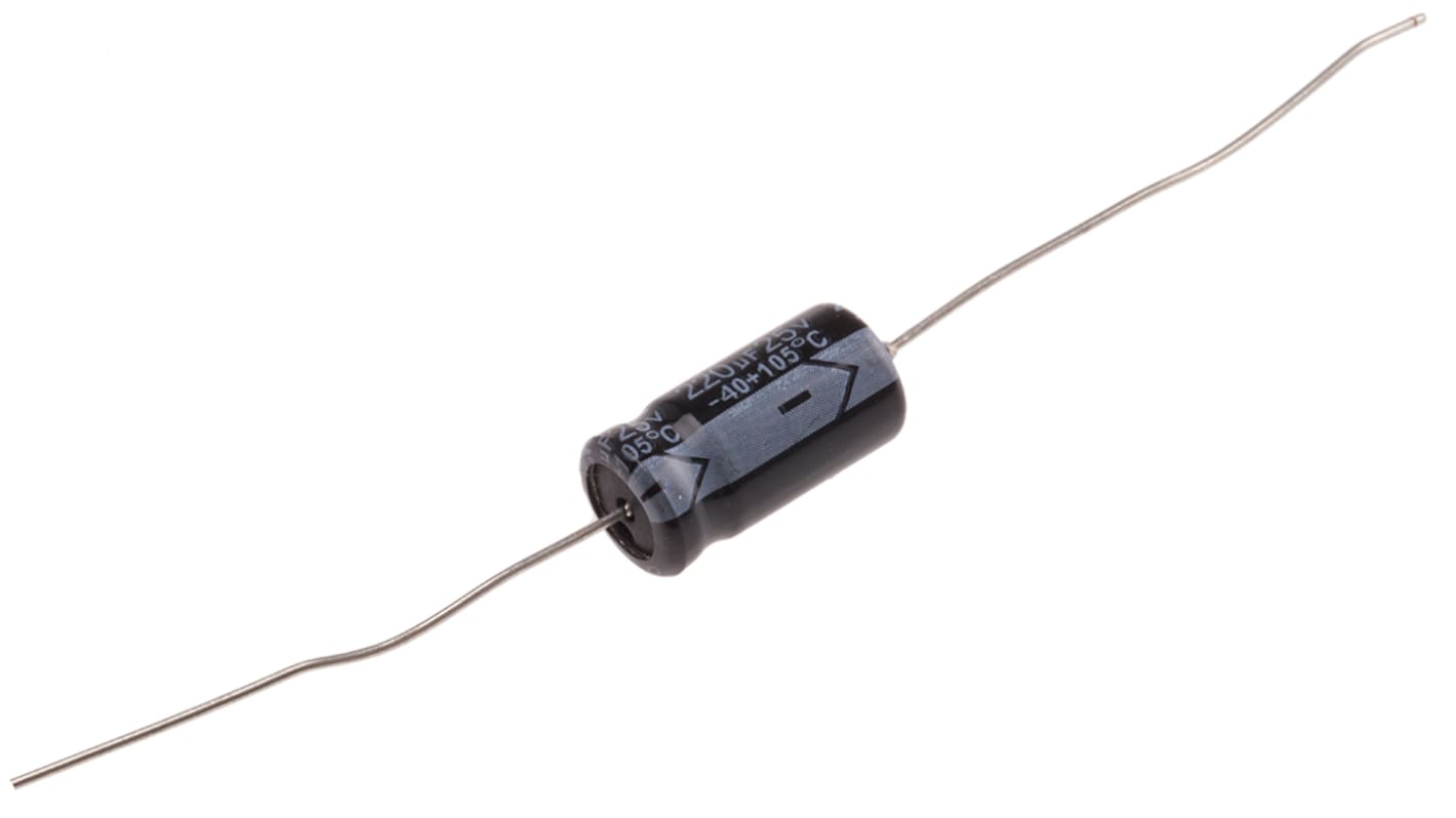 RS PRO 220μF Aluminium Electrolytic Capacitor 25V dc, Axial, Through Hole