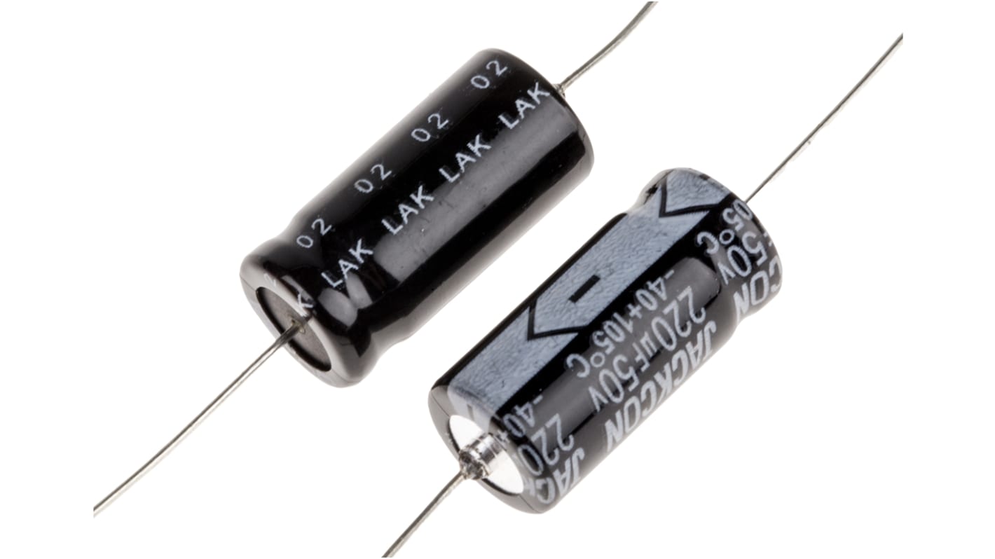 RS PRO 220μF Aluminium Electrolytic Capacitor 50V dc, Axial, Through Hole