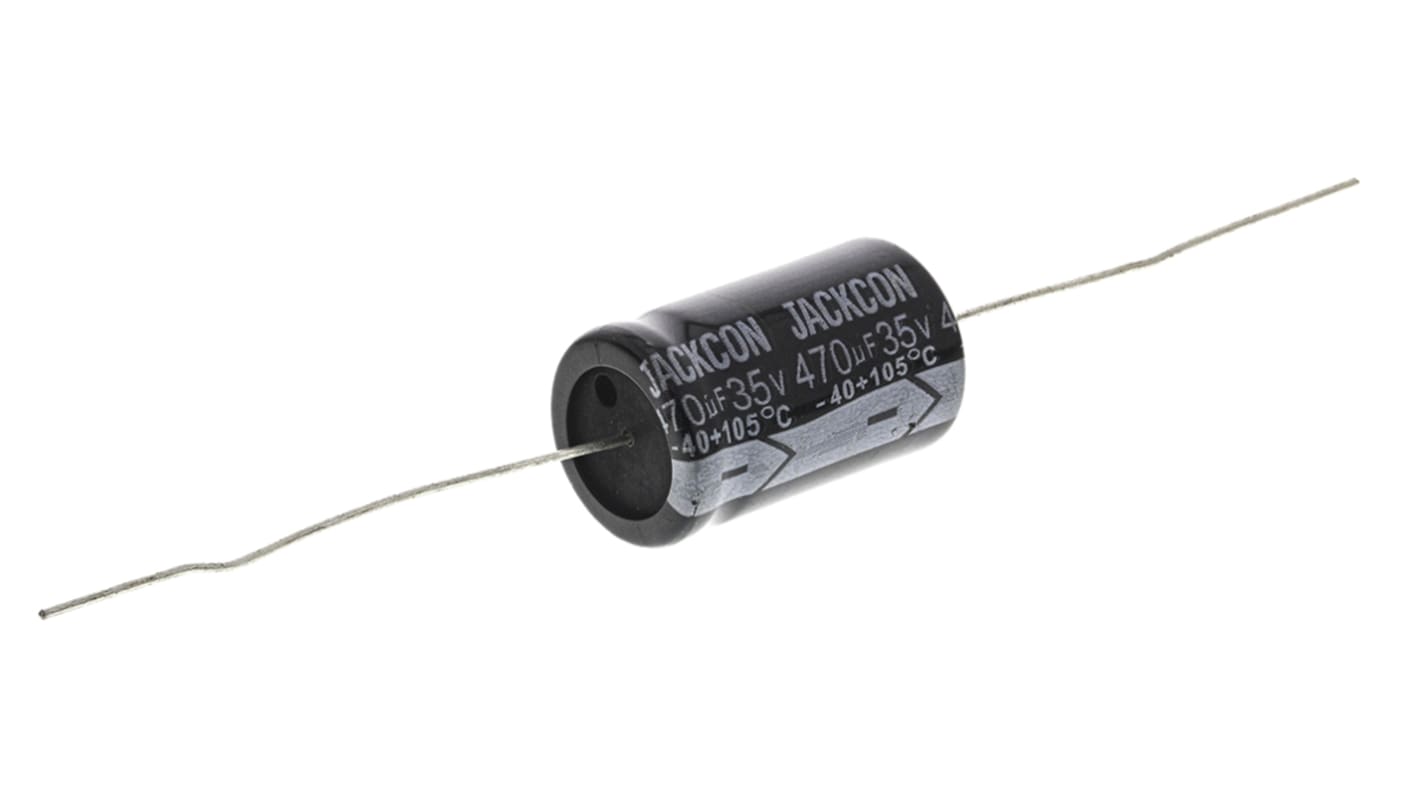 Condensador electrolítico RS PRO, 470μF, ±20%, 35V dc, Axial, Orificio pasante, 13 (Dia.) x 22mm