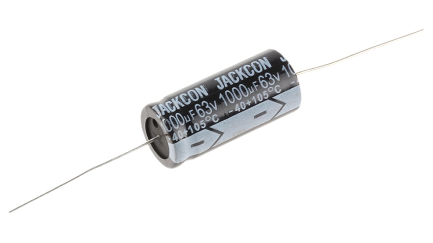 RS PRO 1000μF Aluminium Electrolytic Capacitor 63V dc, Axial, Through Hole