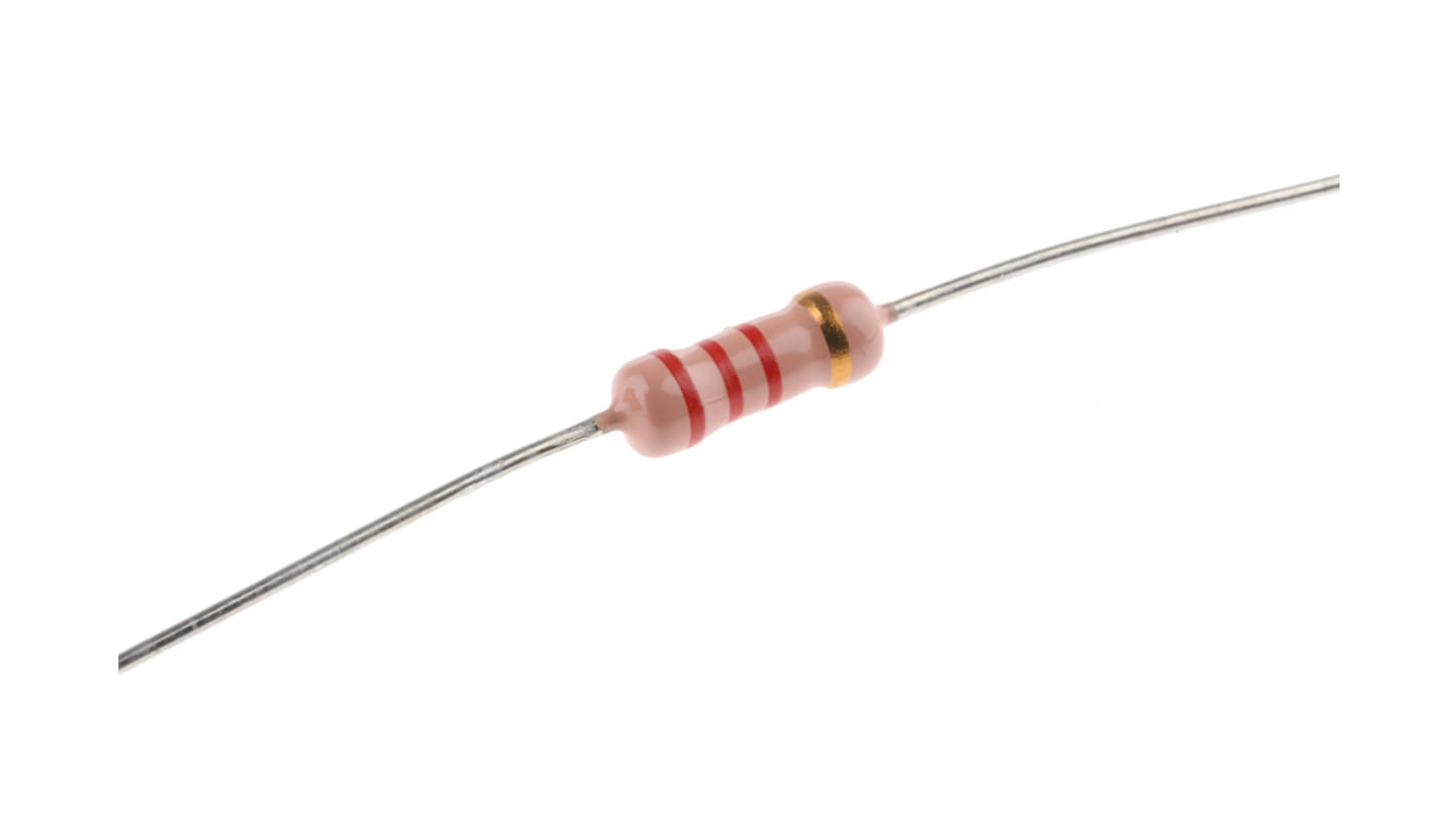 RS PRO 碳膜电阻, 2.2kΩ, 1W, ±5%容差, -500 → +350ppm/°C, 0932