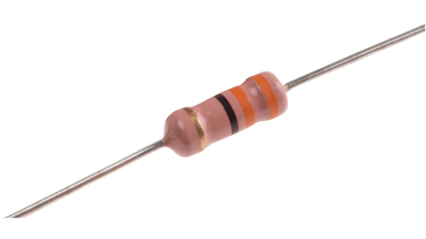 RS PRO 碳膜电阻, 33Ω, 2W, ±5%容差, -500 → +350ppm/°C, 1145