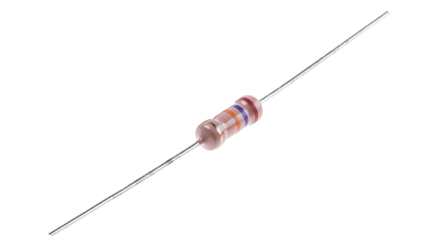 RS PRO 碳膜电阻, 27kΩ, 2W, ±5%容差, -500 → +350ppm/°C, 1145