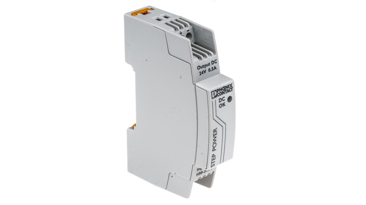 Phoenix Contact STEP POWER Switched Mode DIN Rail Power Supply, 85 → 264V ac ac Input, 24V dc dc Output, 500mA