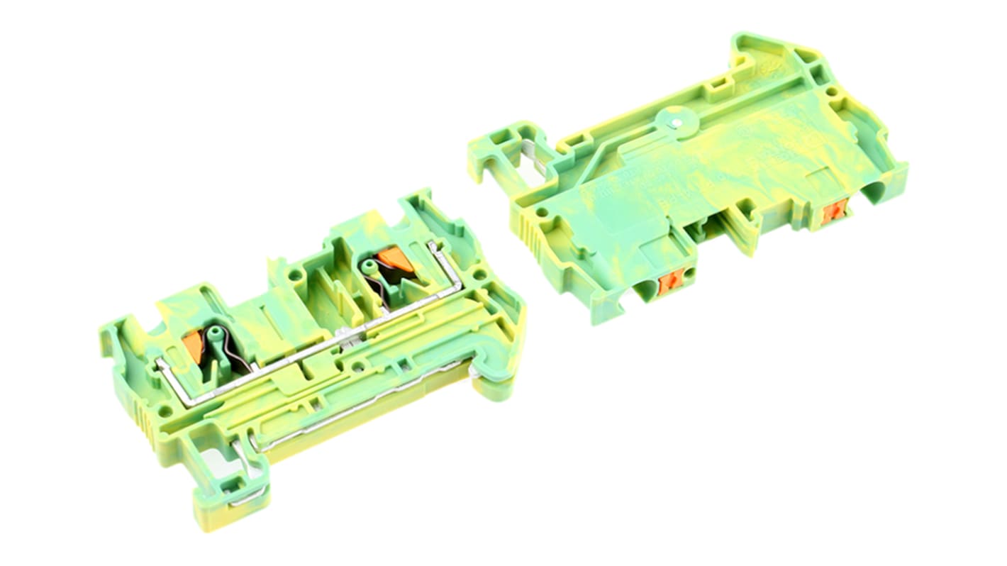 Phoenix Contact 2-Way PT 4-PE Earth Terminal Block, 24 <arrow/> 10 AWG Wire, Push In, Polyamide Housing