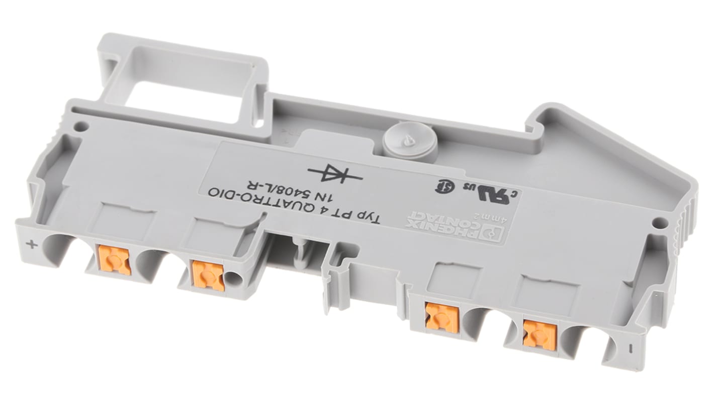 Phoenix Contact 3211919 PT 4-QUATTRO-DIO 1N 5408/L-R Series Grey, Single-Level, Push In Termination