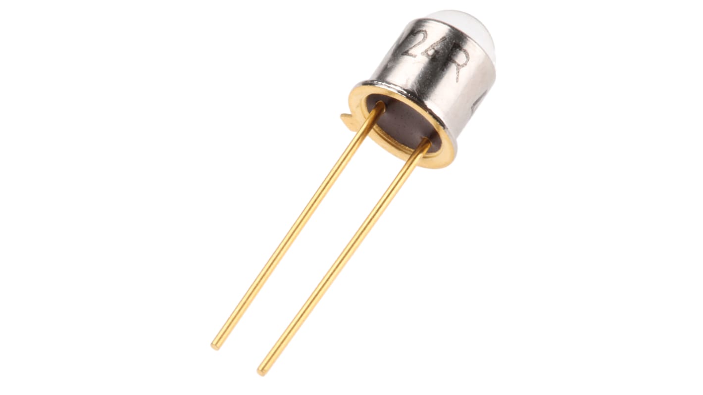Fotodiodo Vishay 2 pin, 0.6A/W, 900nm, rilevamento Infrarossi, luce visibile, TO-18