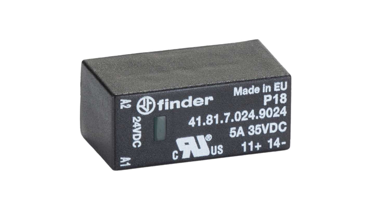 Finder 41 Series Solid State Relay, 5 A Load, PCB Mount, 24 V dc Load, 32 V dc Control