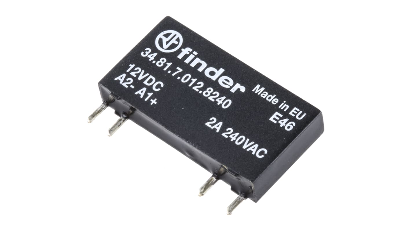 Finder 34 Series Solid State Relay, 2 A Load, PCB Mount, 240 V ac Load, 17 V Control