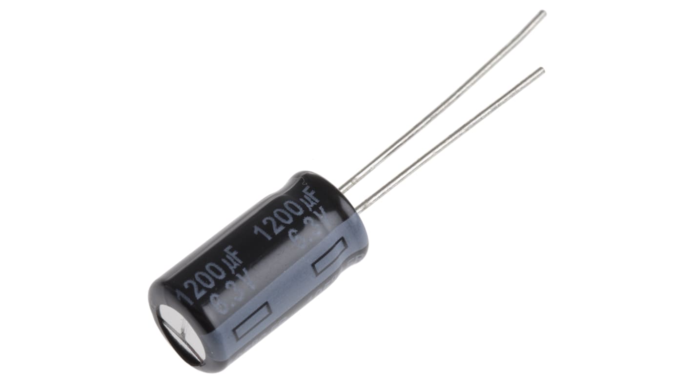 Panasonic 1200μF Aluminium Electrolytic Capacitor 6.3V dc, Radial, Through Hole - EEUFR0J122L