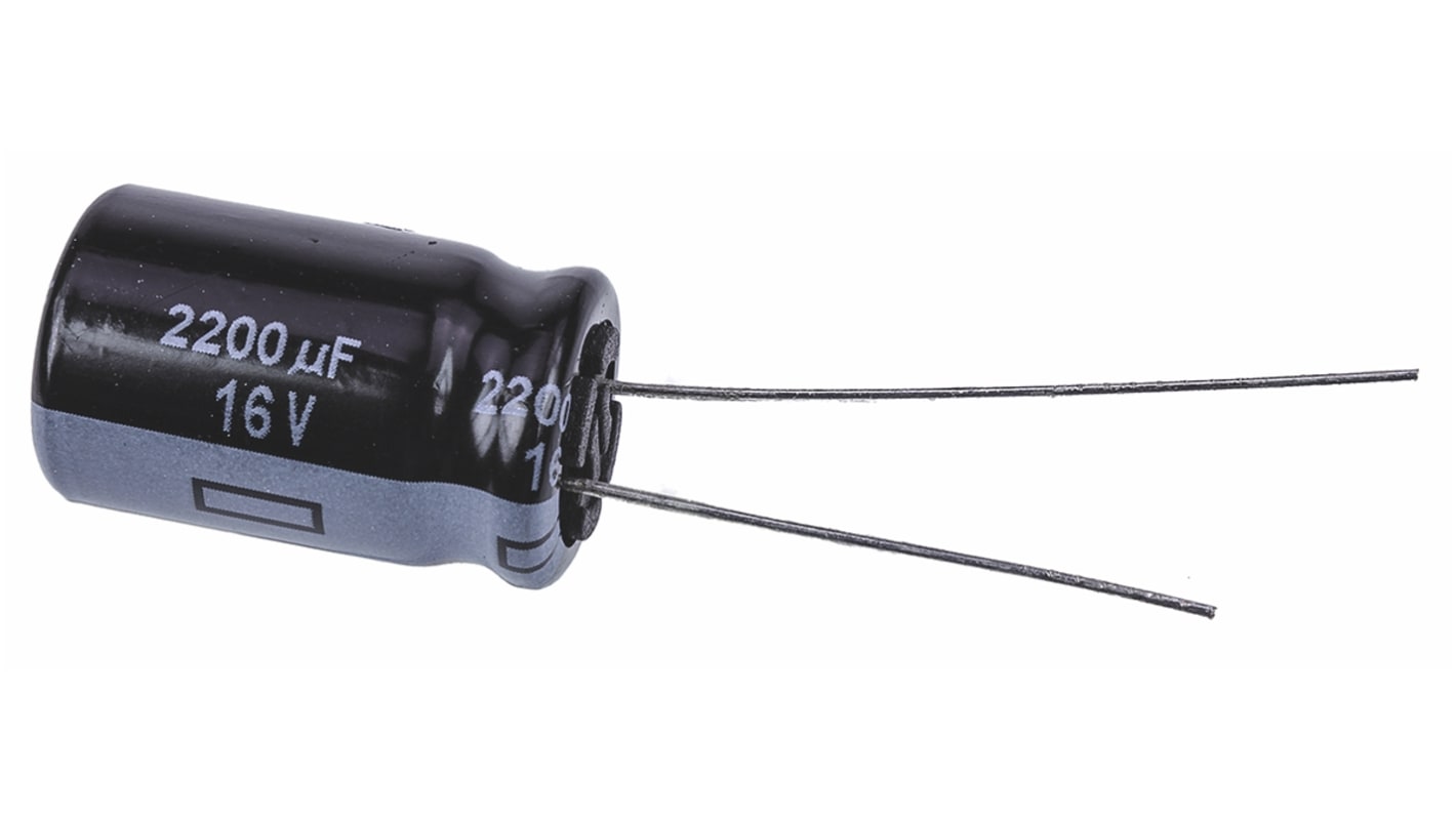 Condensatore Panasonic, serie FR, 2200μF, 16V cc, ±20%, +105°C, Radiale, Foro passante