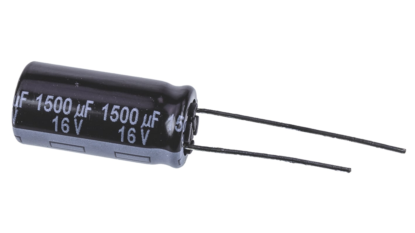 Condensatore Panasonic, serie FR, 1500μF, 16V cc, ±20%, +105°C, Radiale, Foro passante