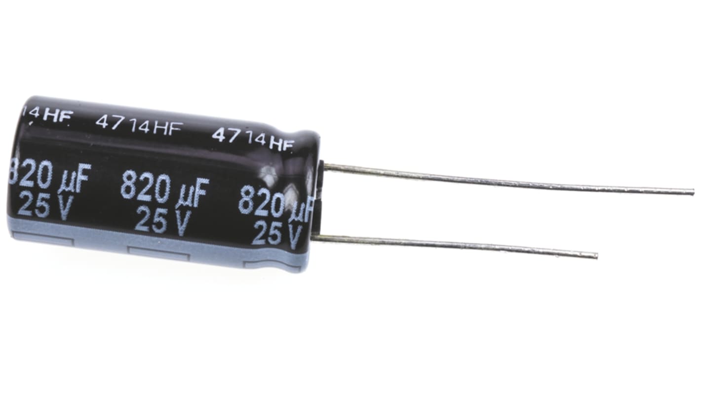 Panasonic FR, THT Aluminium-Elektrolyt Kondensator 820μF ±20% / 25V dc, Ø 10mm x 20mm, bis 105°C