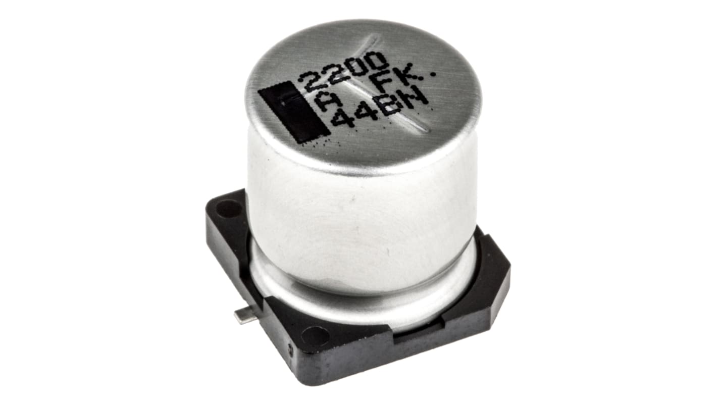 Panasonic , SMD Aluminium-Elektrolyt Kondensator 2200μF ±20% / 10V dc, Ø 12.5mm x 13.5mm, bis 105°C