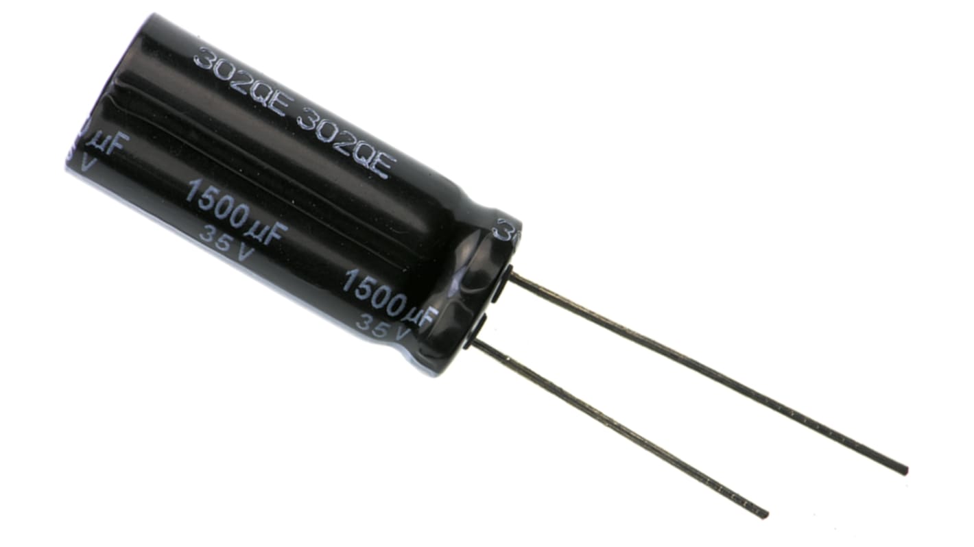 Panasonic 1500μF Aluminium Electrolytic Capacitor 35V dc, Radial, Through Hole - EEUFR1V152L