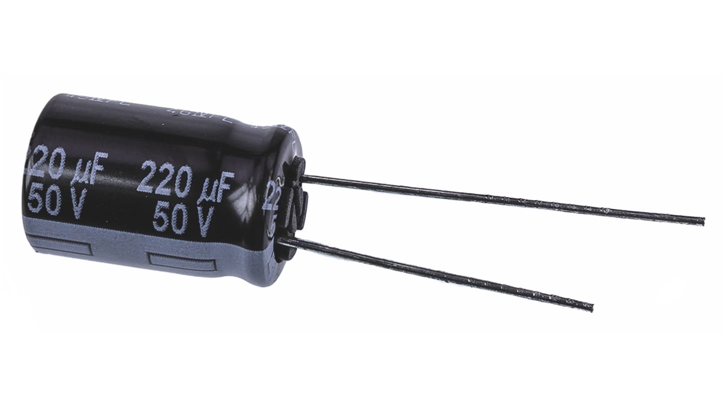 EEUFR1H221 | Panasonic 220μF,50V dc 電解コンデンサ, ラジアル EEUFR1H221 | Panasonic 220μF,50V dc 電解コンデンサ, ラジアル