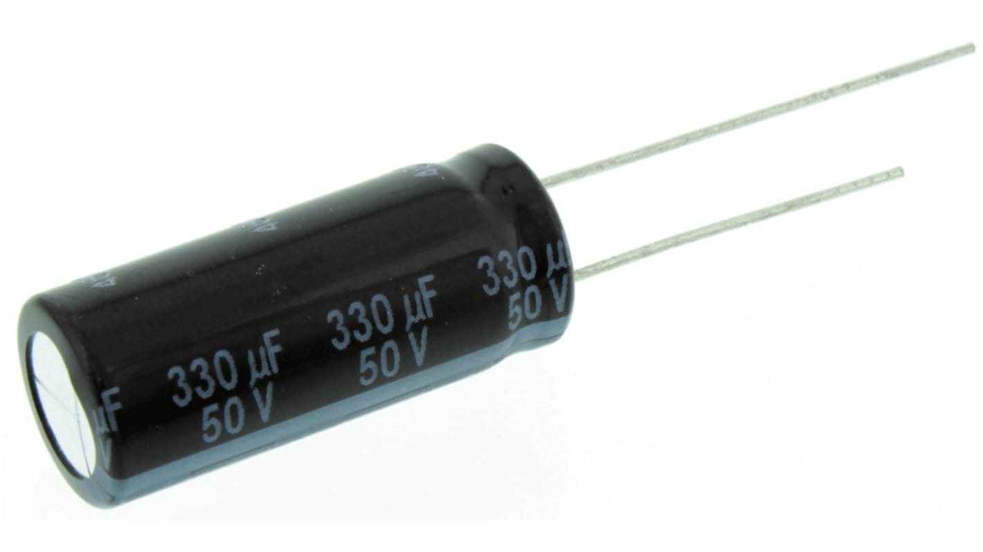 Panasonic 直插铝电解电容, 330μF, 50V 直流, 10 (Dia.) x 25mm, 最高+105°C, FR Radial系列
