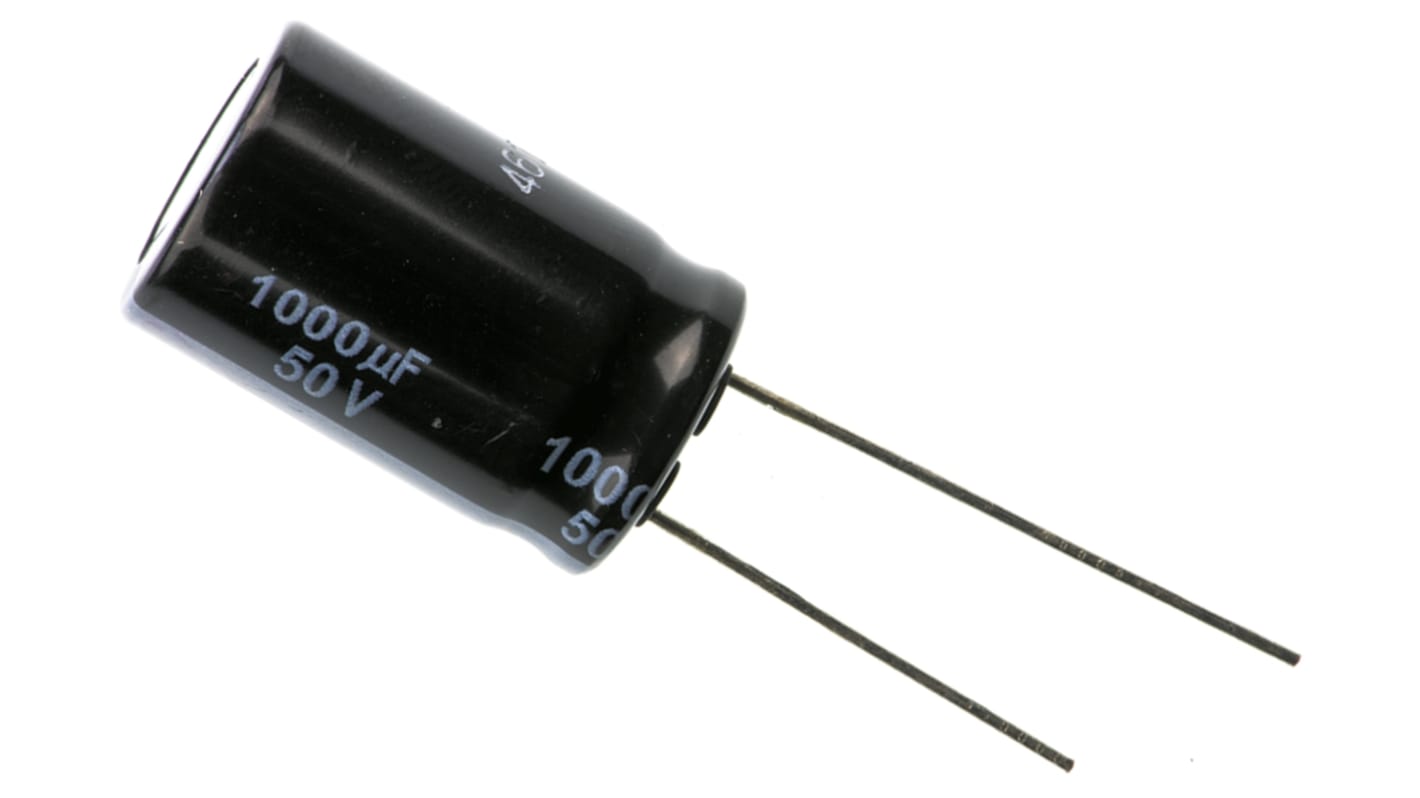 Condensatore elettrolitico Panasonic, serie FR-A, 1000μF, 50V cc, ±20%, +105°C, Radiale, Foro passante