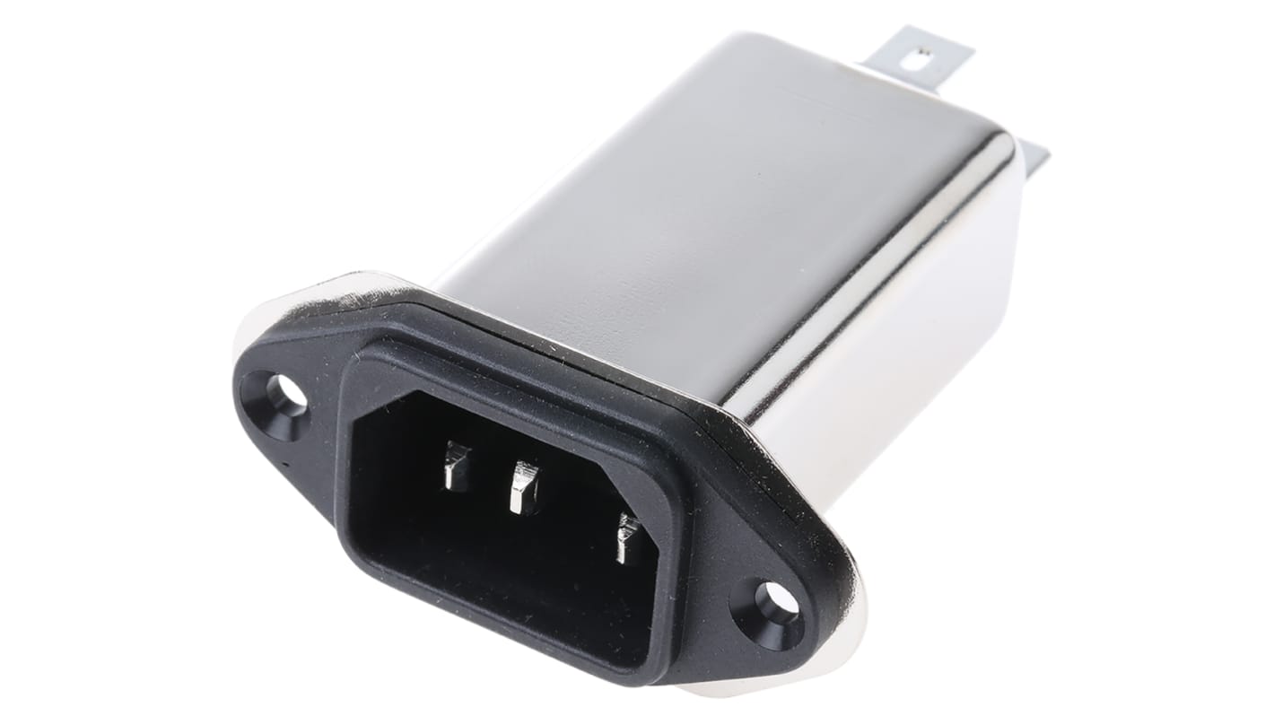 Schaffner IEC規格 C14 IECフィルタ, 6A 250 V ac, Noneヒューズ なし パネルマウント
