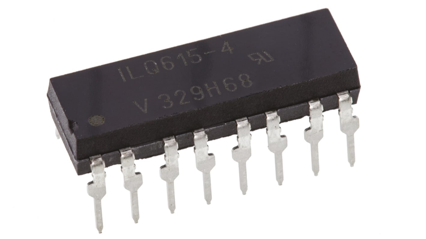 Vishay, ILQ615-4 DC Input Transistor Output Quad Optocoupler, Through Hole, 16-Pin PDIP