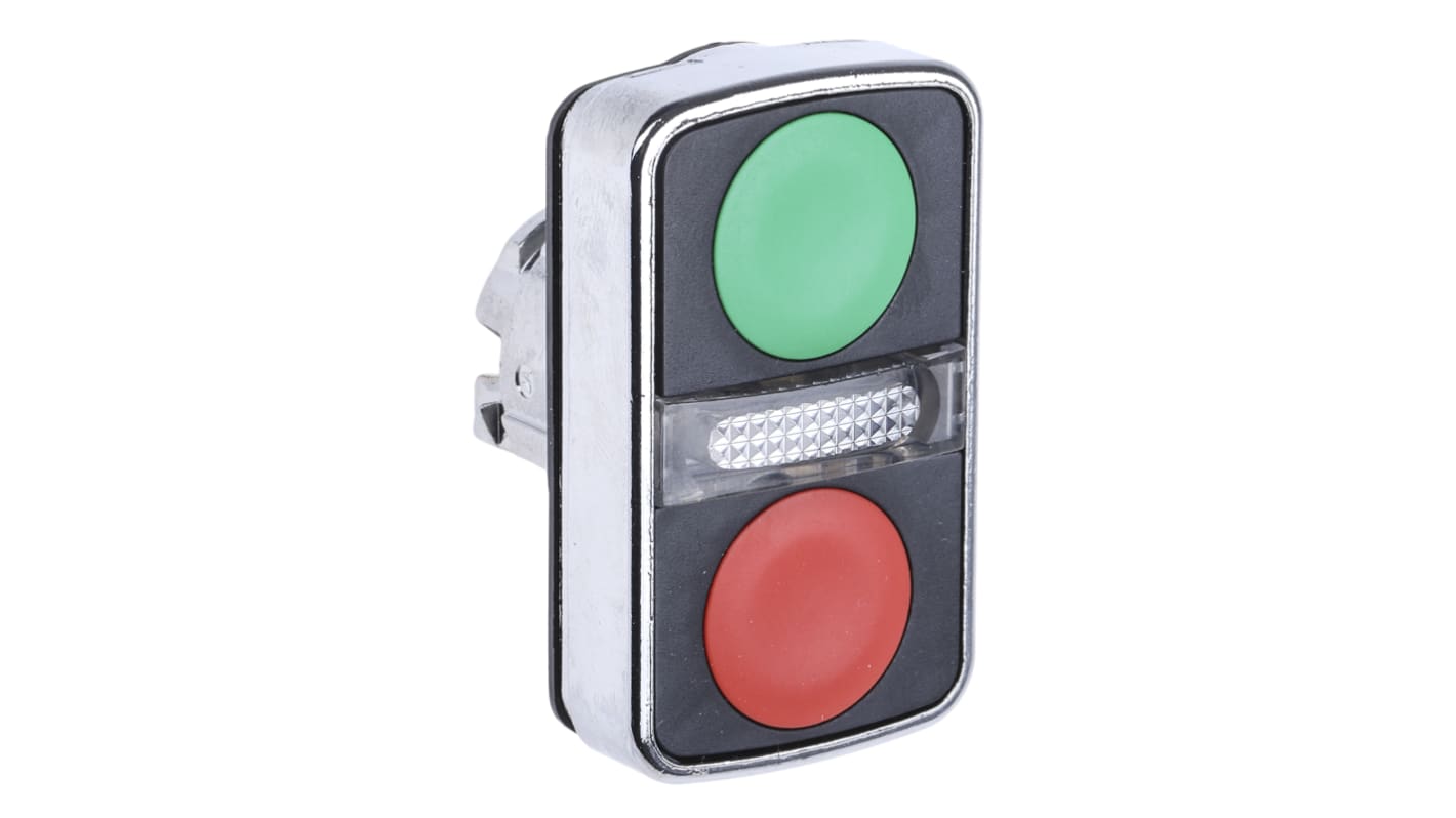 Schneider Electric Harmony XB4 Series Green, Red Illuminated Spring Return Push Button Head, 22mm Cutout, IP66, IP67,