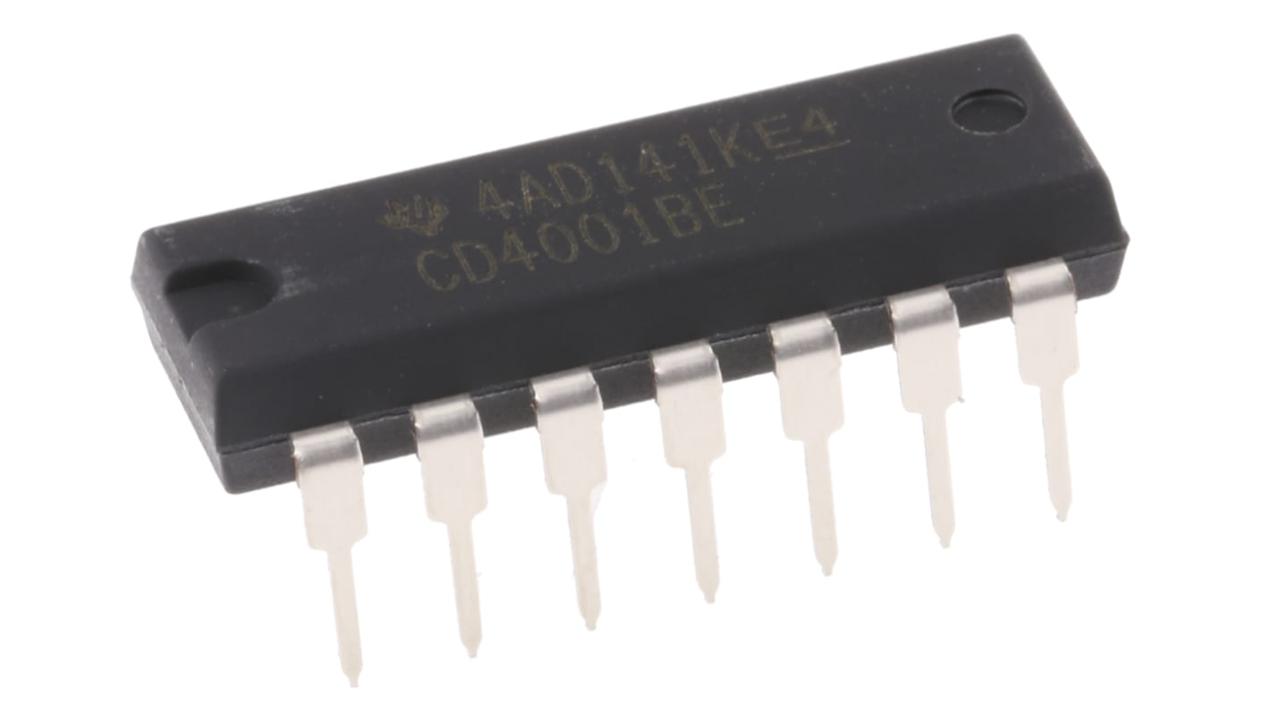 Texas Instruments 或非门, 通孔安装, PDIP, 4元件, 每逻辑门2输入, 14p, 最大18 V