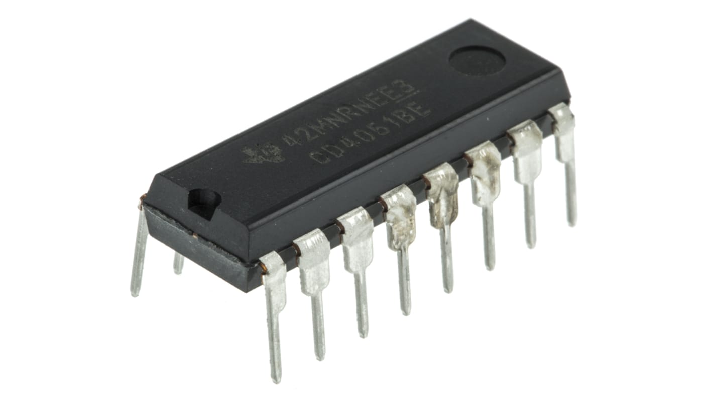 Texas Instruments CD4051BE Multiplexer Single 8:1 12 V, 15 V, 18 V, 5 V, 9 V, 16-Pin PDIP