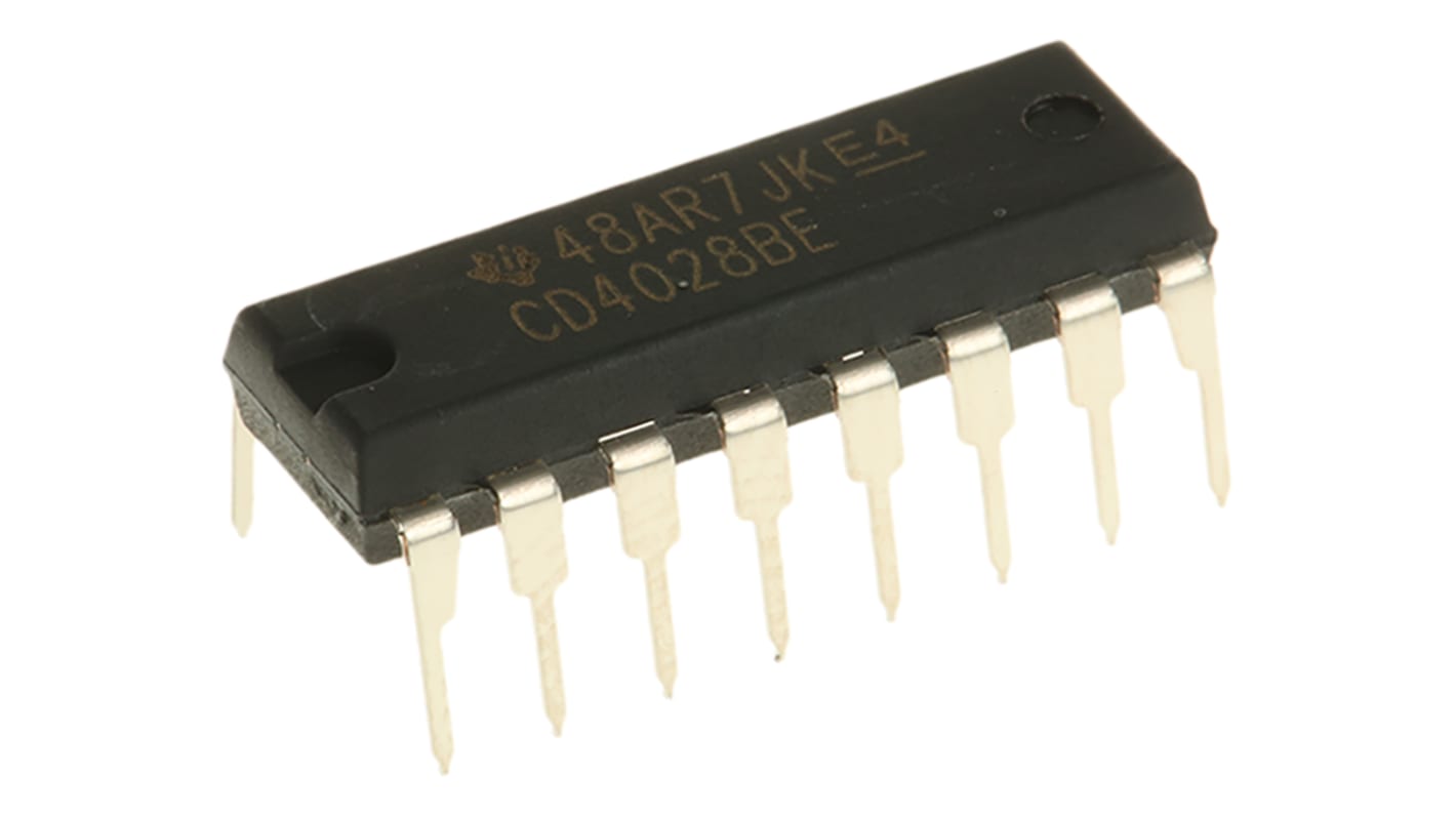 Texas Instruments CD4028BE, Decoder, 16-Pin PDIP