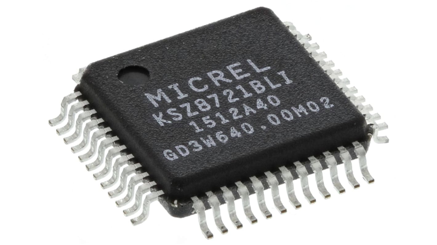 Ricetrasmettitore Ethernet KSZ8721BLI, 10/100BASE-TX/FX, , 1 canali, 2,5 V 3,3 V, LQFP 48 Pin