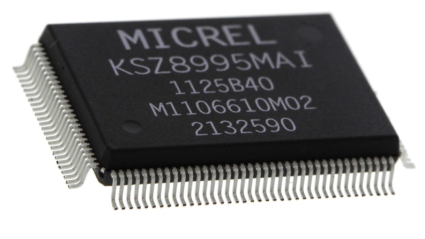 Microchip 以太网开关集成电路, 128引脚, 5个端口, MII，SNI网络接口, 贴片安装, PQFP, 20 x 14 x 2.72mm