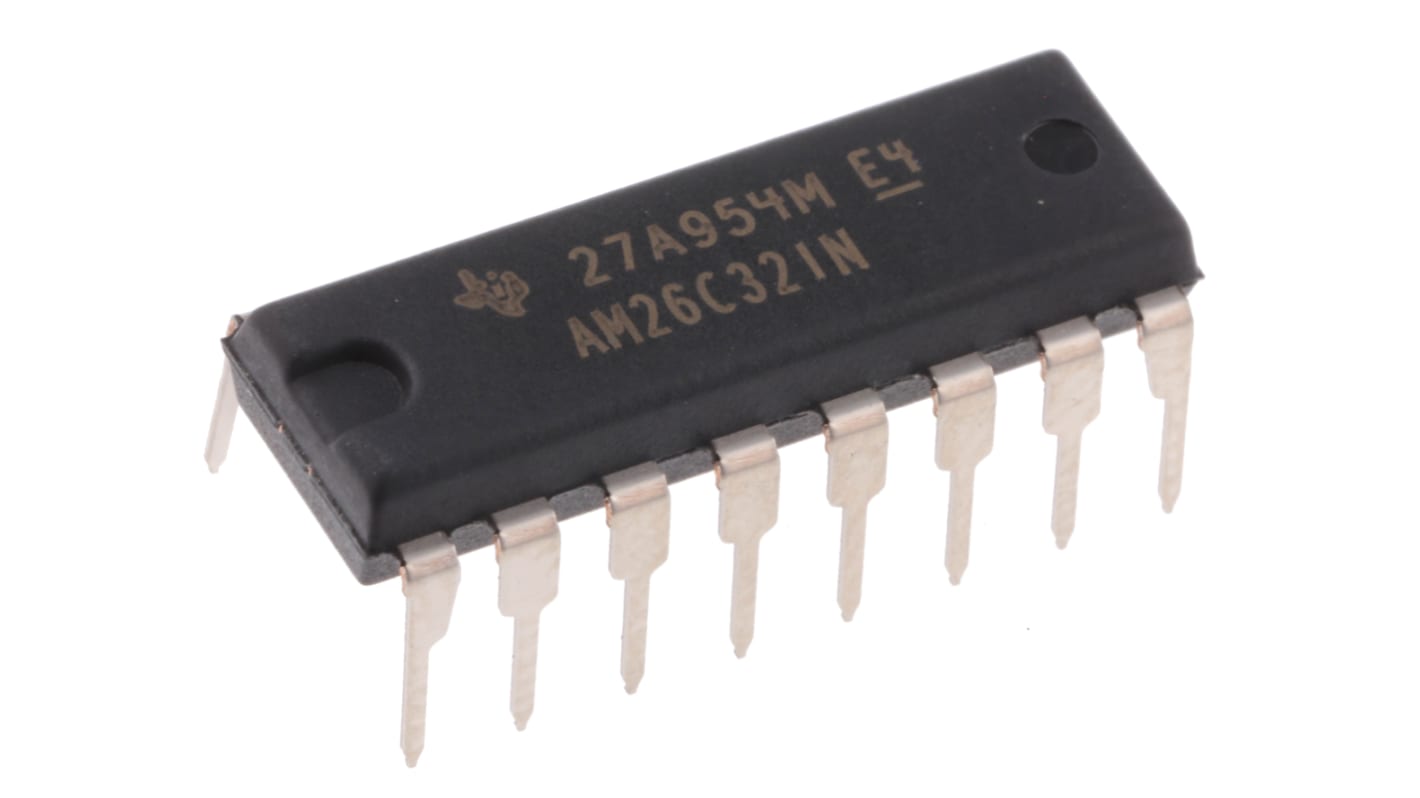 Texas Instruments AM26C32INE4, Quad-RX Line Receiver, RS-422, V.11, 5 V, 16-Pin PDIP