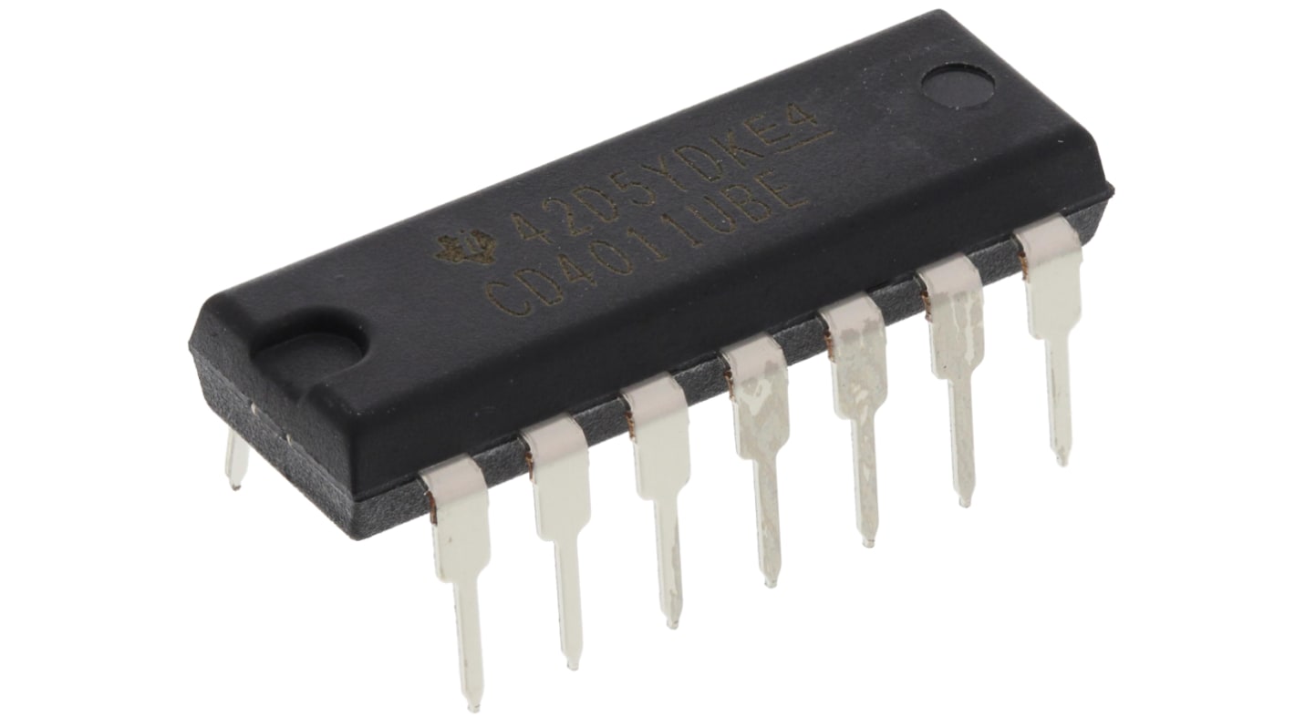 Texas Instruments CD4011UBE, Quad 2-Input NAND Logic Gate, 14-Pin PDIP