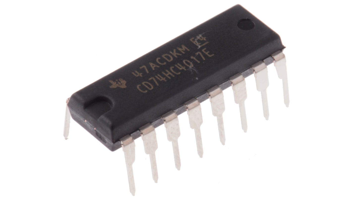 Texas Instruments CD74HC4017E 5-stage Through Hole Decade Counter HC, 16-Pin PDIP