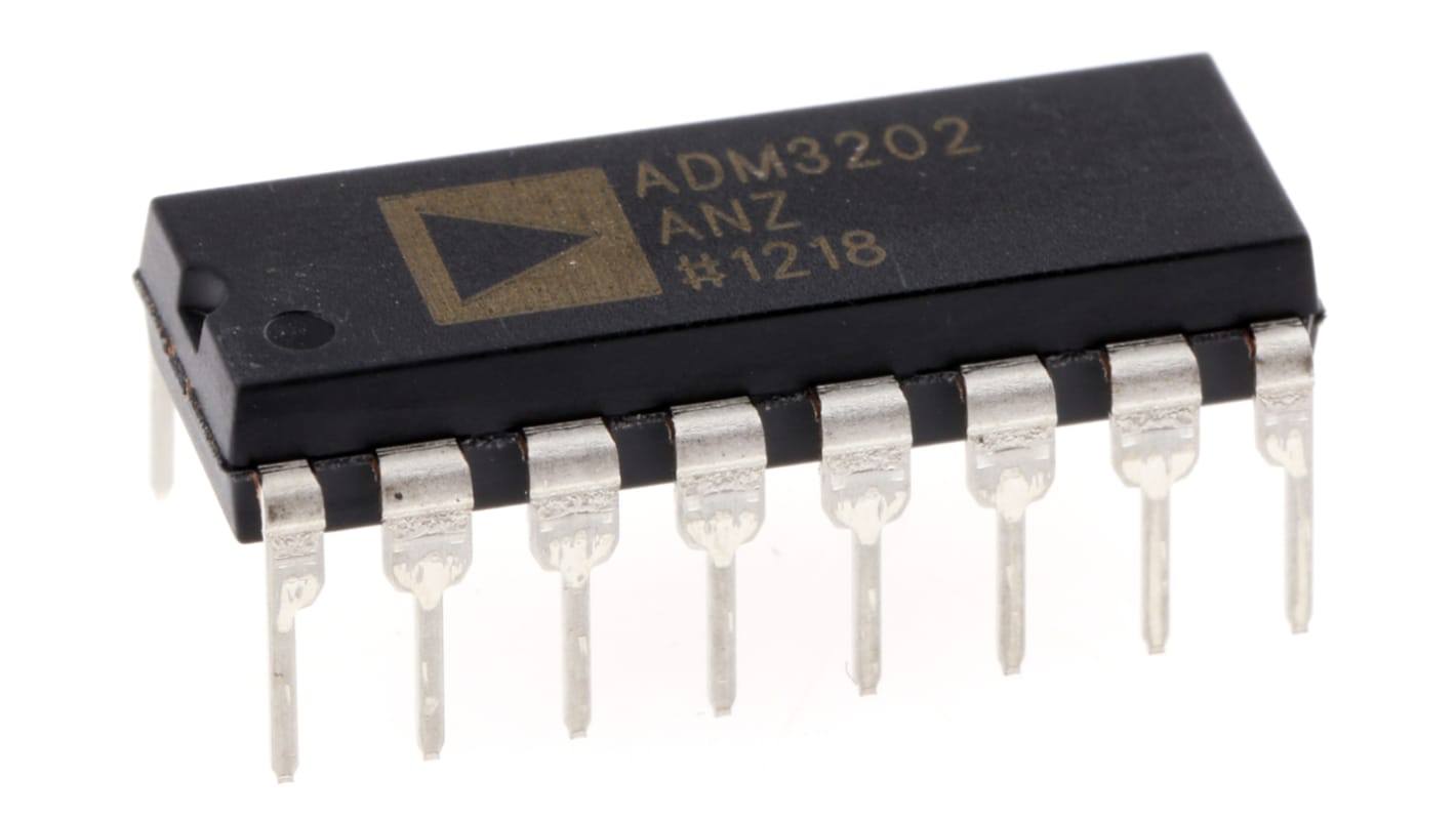 Analog Devices ADM3202ANZ Line Transceiver, 16-Pin PDIP