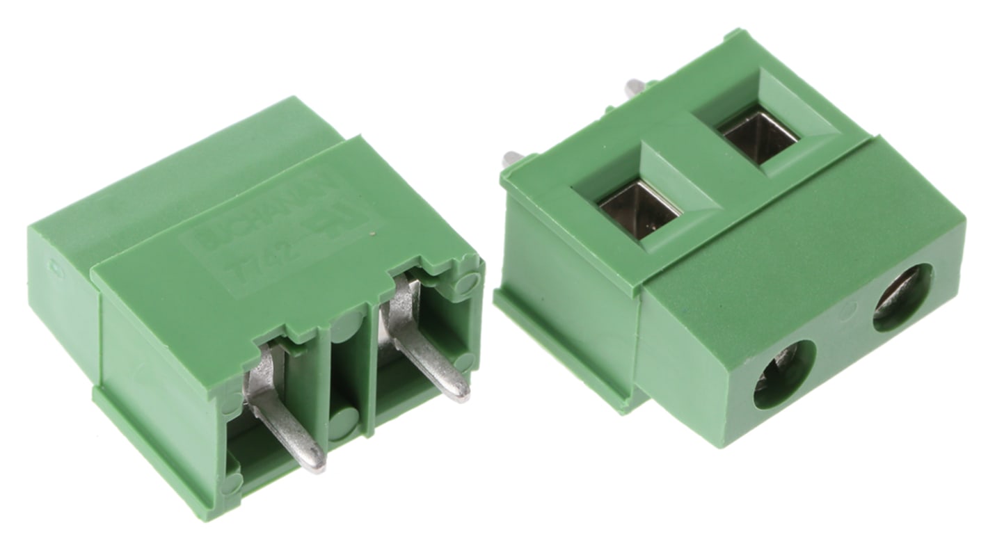Morsettiera per circuito stampato TE Connectivity Maschio a 2 vie, 1 fila, passo 7.5mm, Montaggio con foro passante
